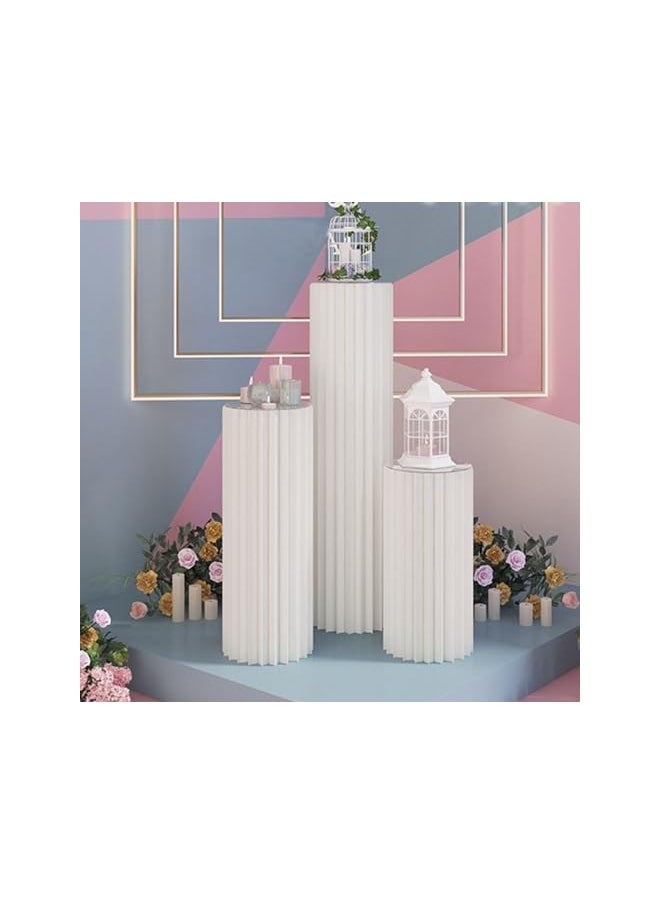 The Bros Columns Display Pedestals Stands Foldable Paper Round Cylinder Stand Pedestal Display 3 Pcs Set (Bai-4680-AE-1)  - Image 3
