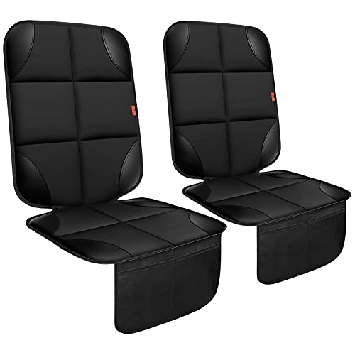 XHYANG Car Seat Protector 1 Pack Car Seat Cushion Mat Thickest Padding,Waterproof 600D Fabric Car Seat Covers for Non-Slip Backing Mesh Pockets for Baby and Pet (Black, 2 Pcs) - Image 1