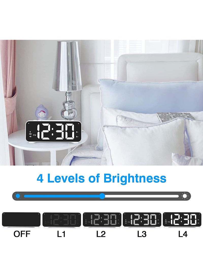 منبه صاخب للغاية، منبه مزدوج صاخب للغاية مع هزاز سرير وشاشة LED كبيرة مقاس 6.5 بوصة، إضاءة خلفية لا نهائية وصوت ودرجة سطوع قابلة للتعديل، للأطفال الكبار الذين ينامون نومًا عميقًا - Image 5