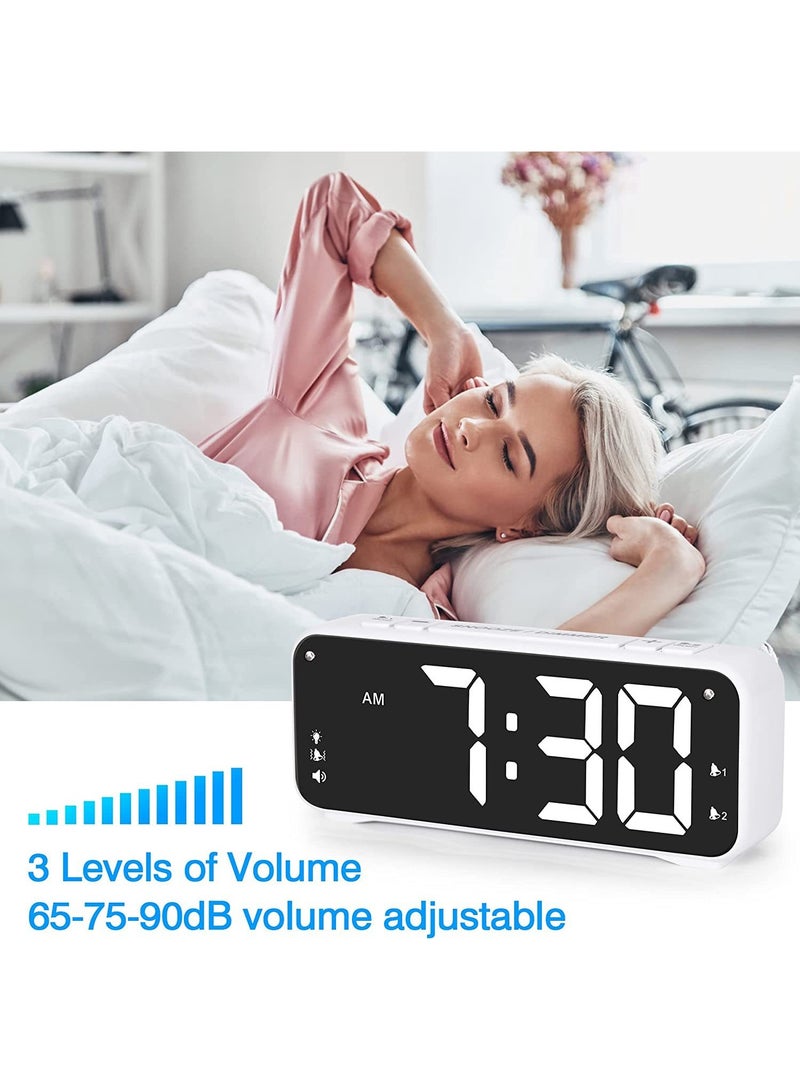 منبه صاخب للغاية، منبه مزدوج صاخب للغاية مع هزاز سرير وشاشة LED كبيرة مقاس 6.5 بوصة، إضاءة خلفية لا نهائية وصوت ودرجة سطوع قابلة للتعديل، للأطفال الكبار الذين ينامون نومًا عميقًا - Image 4