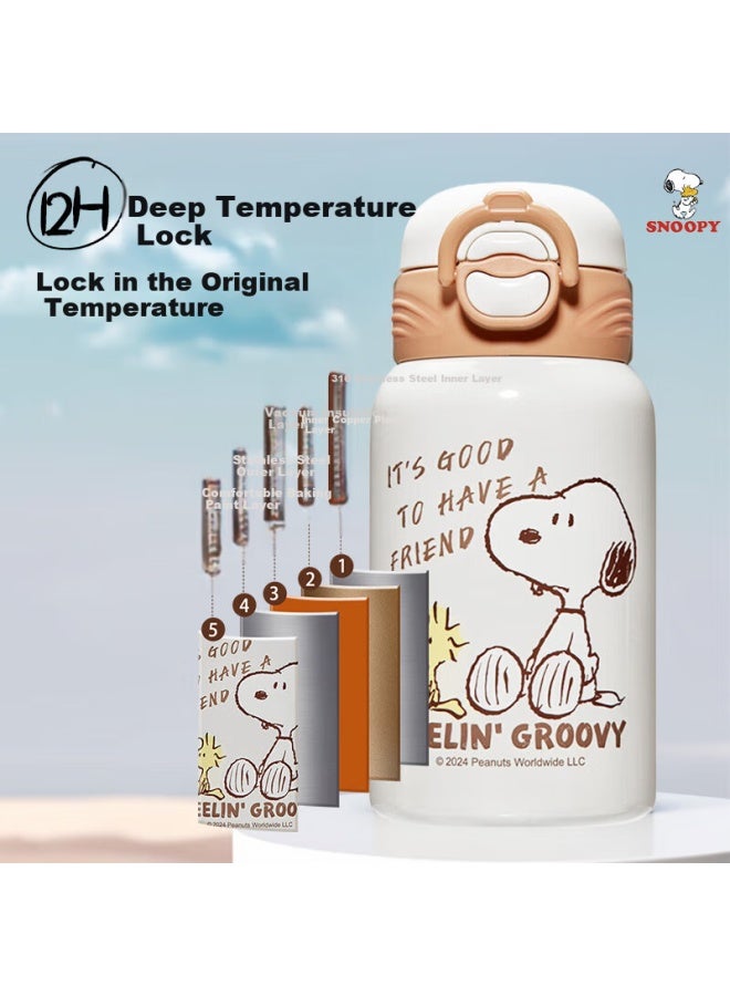 Snoopy Children's Ulated Cup With Sleeve, Large Capacity 316 Stainless Steel Direct Drinking Bottle, Portable Water Cup For Boys And Girls, Elementary School Students, Blue - Image 3