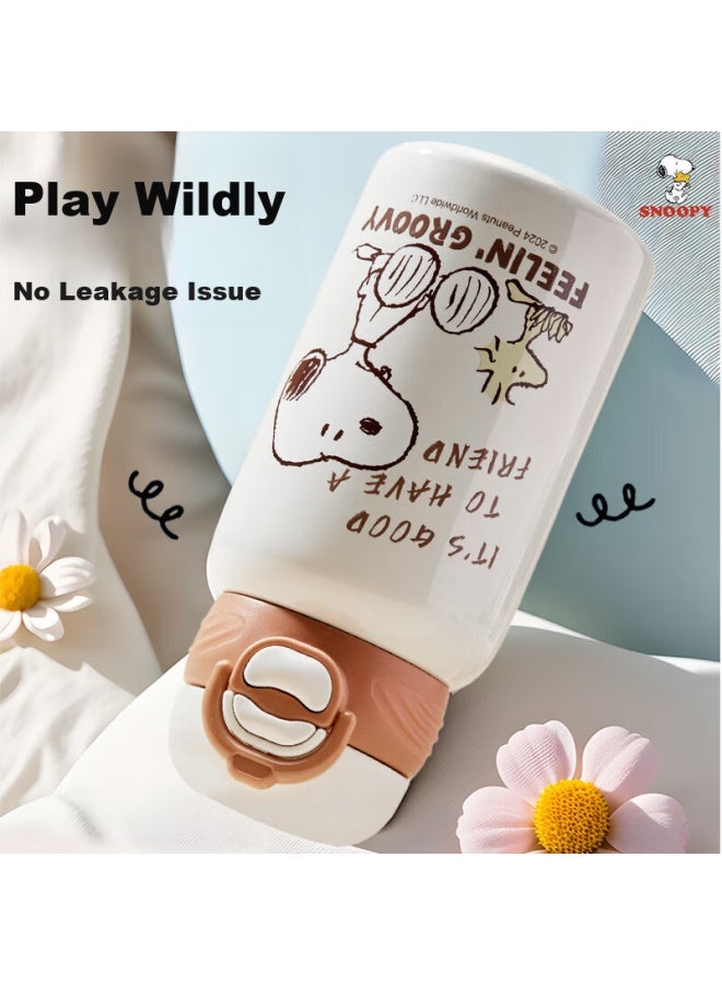 Snoopy Children's Ulated Cup With Sleeve, Large Capacity 316 Stainless Steel Direct Drinking Bottle, Portable Water Cup For Boys And Girls, Elementary School Students, Blue - Image 2