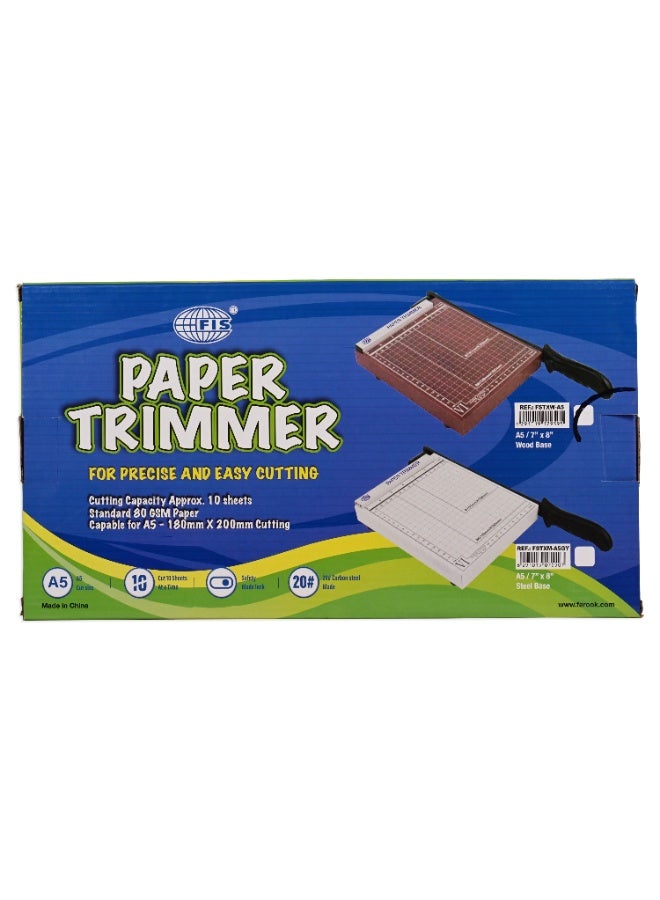 FIS قاطع ورق، لوح خشبي بحجم A5 (14.8 × 21 سم)، سعة 10 أوراق، لون بني - FSTXW-A5 - Image 2