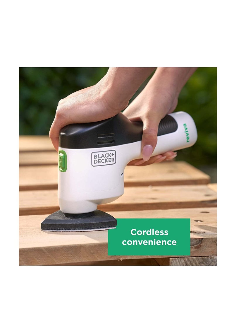 BLACK+DECKER - Reviva Cordless 12V Sander with 10 Sanding Sheets REVDS12A10-GB - Image 1