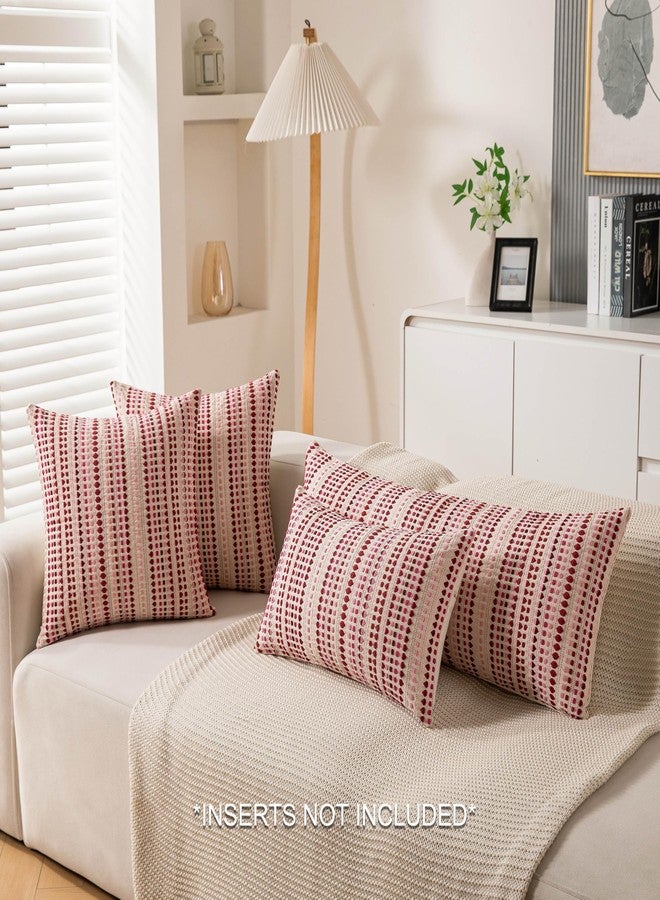 KOOLIFE Boho Lumbar Couch Throw Pillow Covers 12x20 Inch Set of 2 Pink Woven Striped Decorative Pillow Covers Cotton Accent Pillowcase Farmhouse Cushion Covers for Home Decor Sofa Living Room Bedroom - Image 2