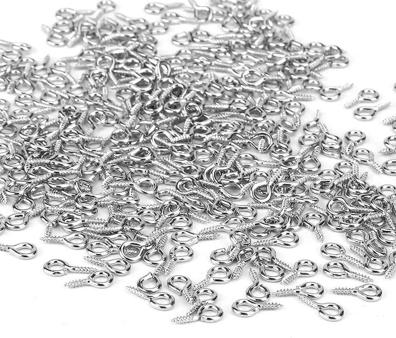 DIY Crafts DIY Crafts 90x, Silver, Small Screw Eye Pins, 4 x 8mm Eye Pin Hooks, Eyelets Screw Threaded Clasps Hooks for Doing Art DIY, Mini Metal Hoop Peg for J (90x, Silver)  - Image 4