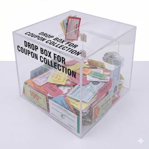 Rasper Transparent Acrylic Donation Box Daan Patra Daan Peti Visiting Card Drop Ballot Charity & Coupon Collection Box (Small Size 6x6x6 Inches, Square Shape) with Lock Facility - Image 5