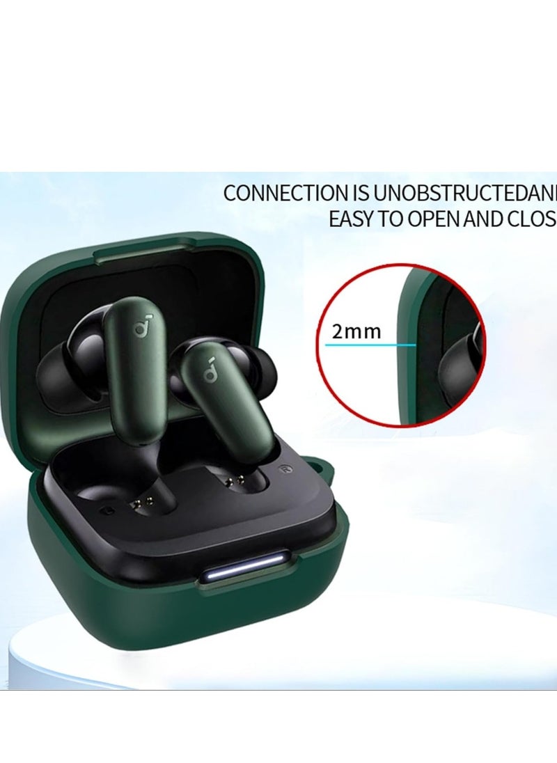 ماركة غير محددة جراب سيليكون متوافق مع سماعات Anker Soundcore R50i Nc/P30i Nc، جراب ناعم ورفيع صديق للبشرة، غطاء حماية مقاوم للصدمات مع حلقة تثبيت - أخضر عسكري  - Image 3