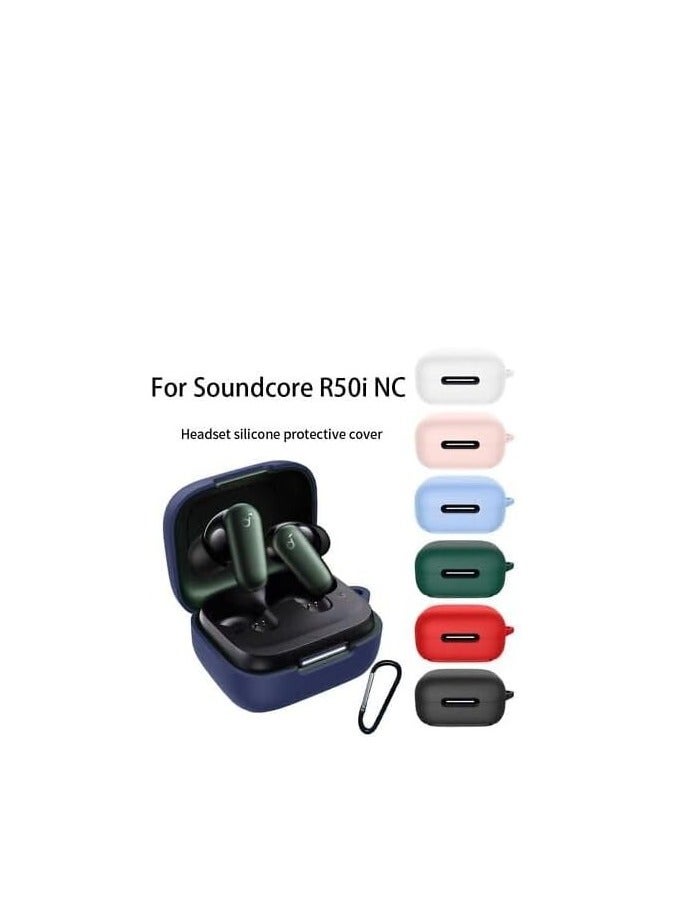 Silicone Case Compatible with Anker Soundcore R50i Nc/P30i Nc, Soft Slim Skin friendly Case Cover Shockproof Protection Cover with Carabiner - Army green