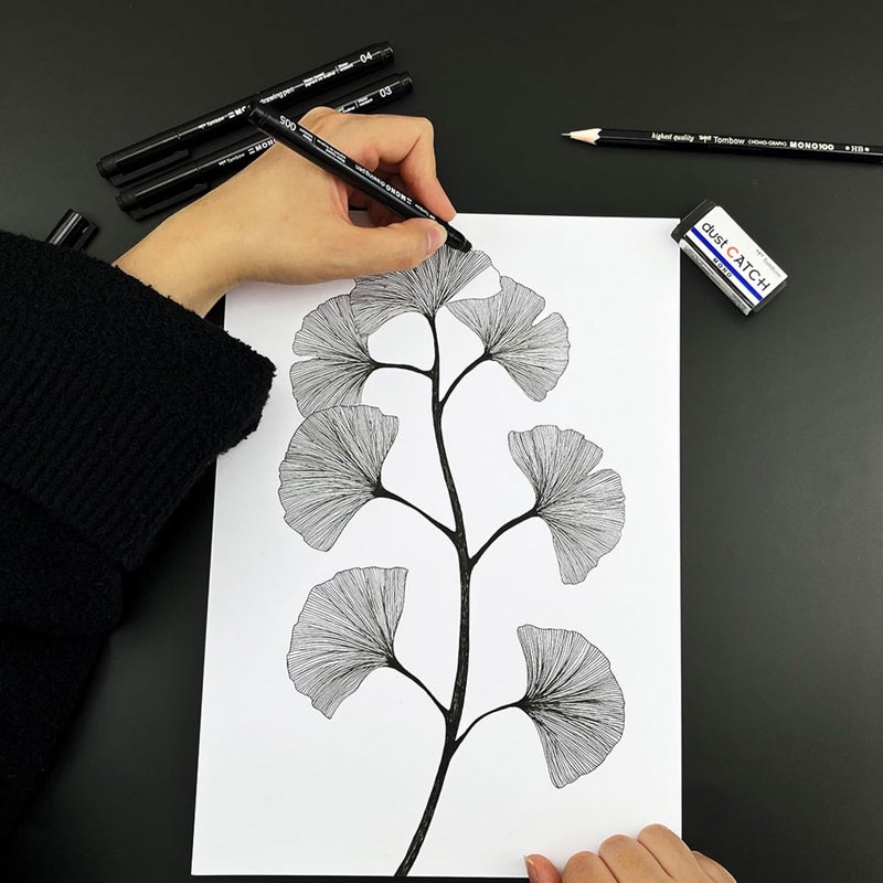 Tombow WS-EFL-H-08 Mono Drawing Pen Fineliner Line Width 08 Approx. 0.60 mm Water and Light Resistant for Illustrating and Drawing Black - Image 2