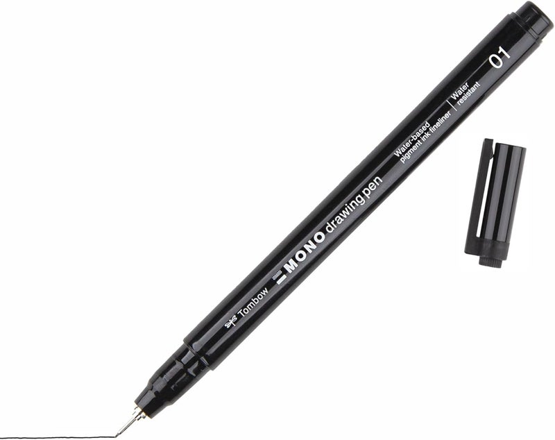 Tombow WS-EFL-H-08 Mono Drawing Pen Fineliner Line Width 08 Approx. 0.60 mm Water and Light Resistant for Illustrating and Drawing Black - Image 1