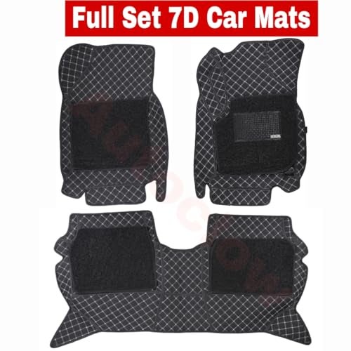 AutoClow Premium 7D Car Mat for Tata Punch EV (Model:2024-2026) || Luxury Leather Dual-Stitch Full Set 7D Car Floor Mat || 100% Waterproof || Colour : Silver-Black (Design-1) - Image 2