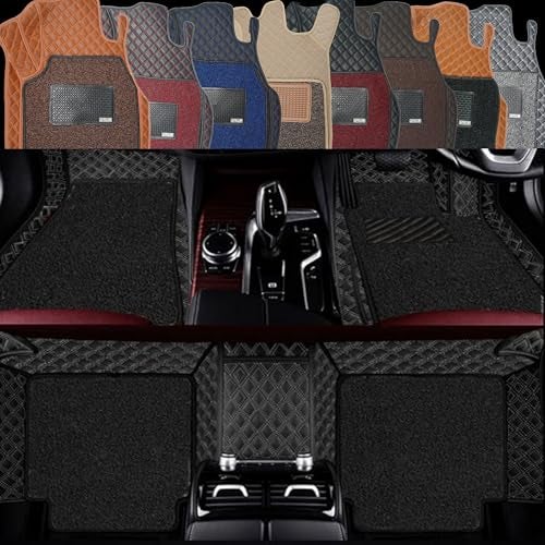 AutoClow Premium 7D Car Mat for Tata Punch EV (Model:2024-2026) || Luxury Leather Dual-Stitch Full Set 7D Car Floor Mat || 100% Waterproof || Colour : Silver-Black (Design-1) - Image 1