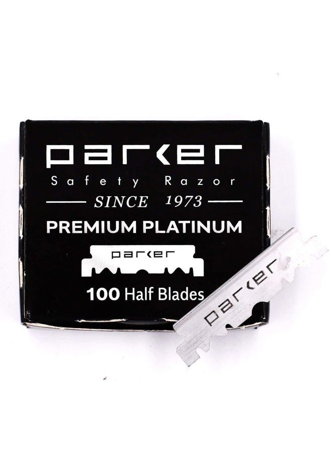 Parker Safety Razor Parker Premium Platinum 1/2 Blades, 100 Count, For Professional Barber Shavette Style and Disposable Straight Razors that accept Half of a Double Edge Blade - Image 4
