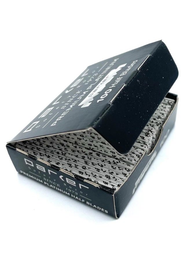 Parker Safety Razor Parker Premium Platinum 1/2 Blades, 100 Count, For Professional Barber Shavette Style and Disposable Straight Razors that accept Half of a Double Edge Blade - Image 5