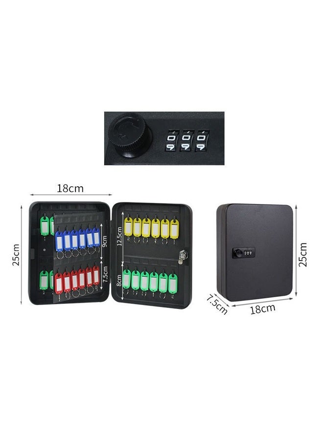 DUNISO 48-Digit Key Cabinet With Combination Lock, Resettable Black Digital Safe, Wall Mounted Key Organizer With Colorful Key Label Stickers And Hooks,Black  - Image 2