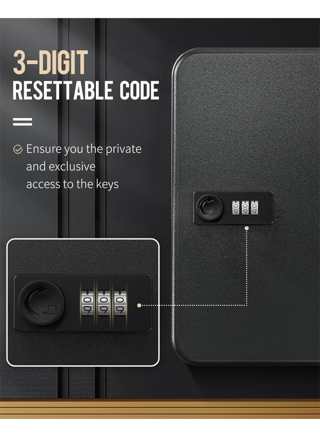DUNISO 48-Digit Key Cabinet With Combination Lock, Resettable Black Digital Safe, Wall Mounted Key Organizer With Colorful Key Label Stickers And Hooks,Black  - Image 5