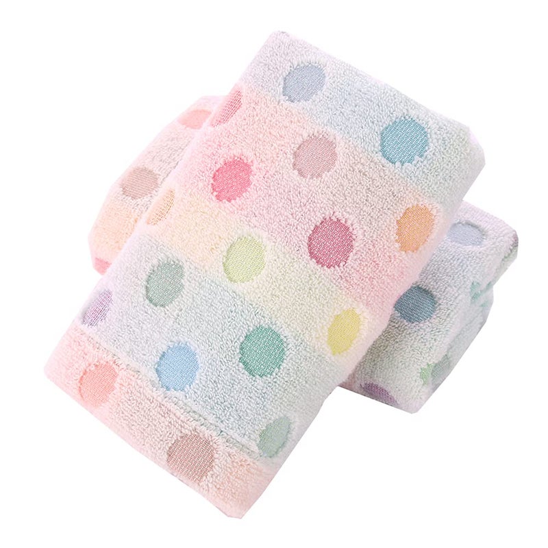 Pidada Hand Towels Set of 2 Colorful Polka Dot Pattern 100% Cotton Soft Absorbent Decorative Towel for Bathroom (Beige) - Image 1