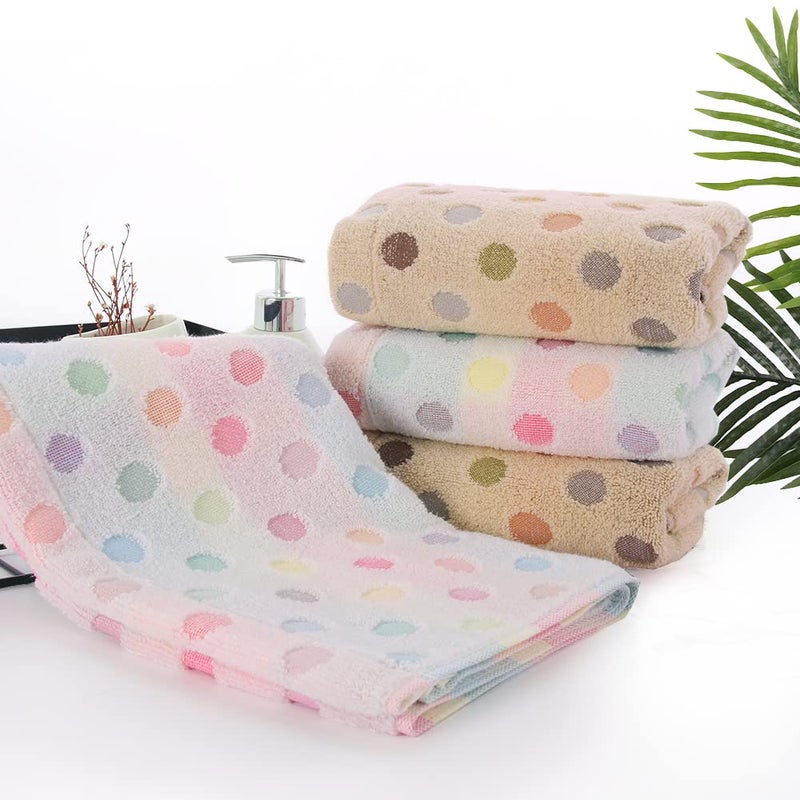 Pidada Hand Towels Set of 2 Colorful Polka Dot Pattern 100% Cotton Soft Absorbent Decorative Towel for Bathroom (Beige) - Image 4