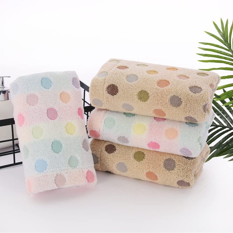 Pidada Hand Towels Set of 2 Colorful Polka Dot Pattern 100% Cotton Soft Absorbent Decorative Towel for Bathroom (Beige) - Image 5