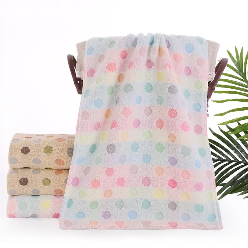 Pidada Hand Towels Set of 2 Colorful Polka Dot Pattern 100% Cotton Soft Absorbent Decorative Towel for Bathroom (Beige) - Image 3