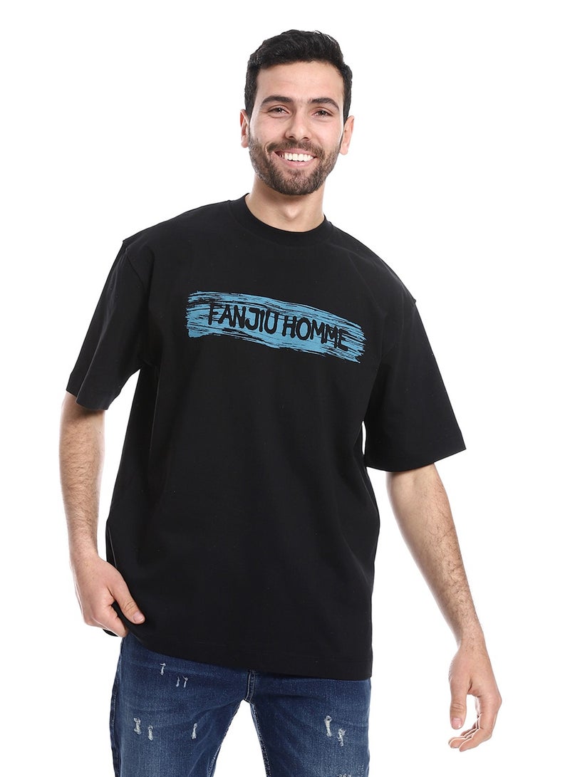 WHITE RABBIT Black And Front Printed Slip On T-Shirt  - Image 1