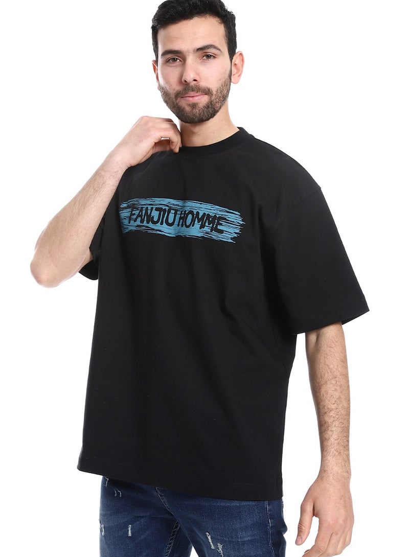 WHITE RABBIT Black And Front Printed Slip On T-Shirt  - Image 2
