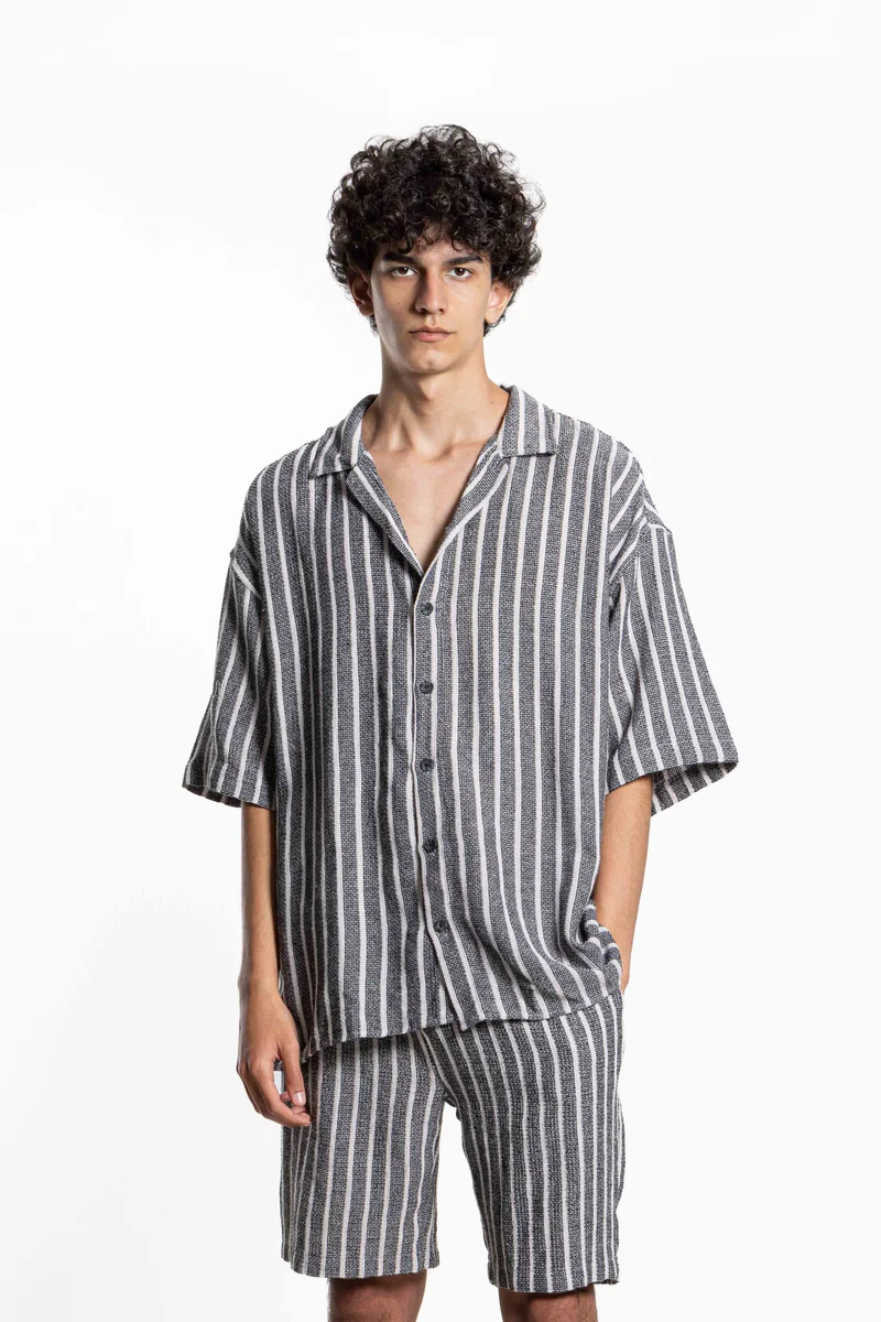 SHAPES STRIPED KNITTED SHIRT SET