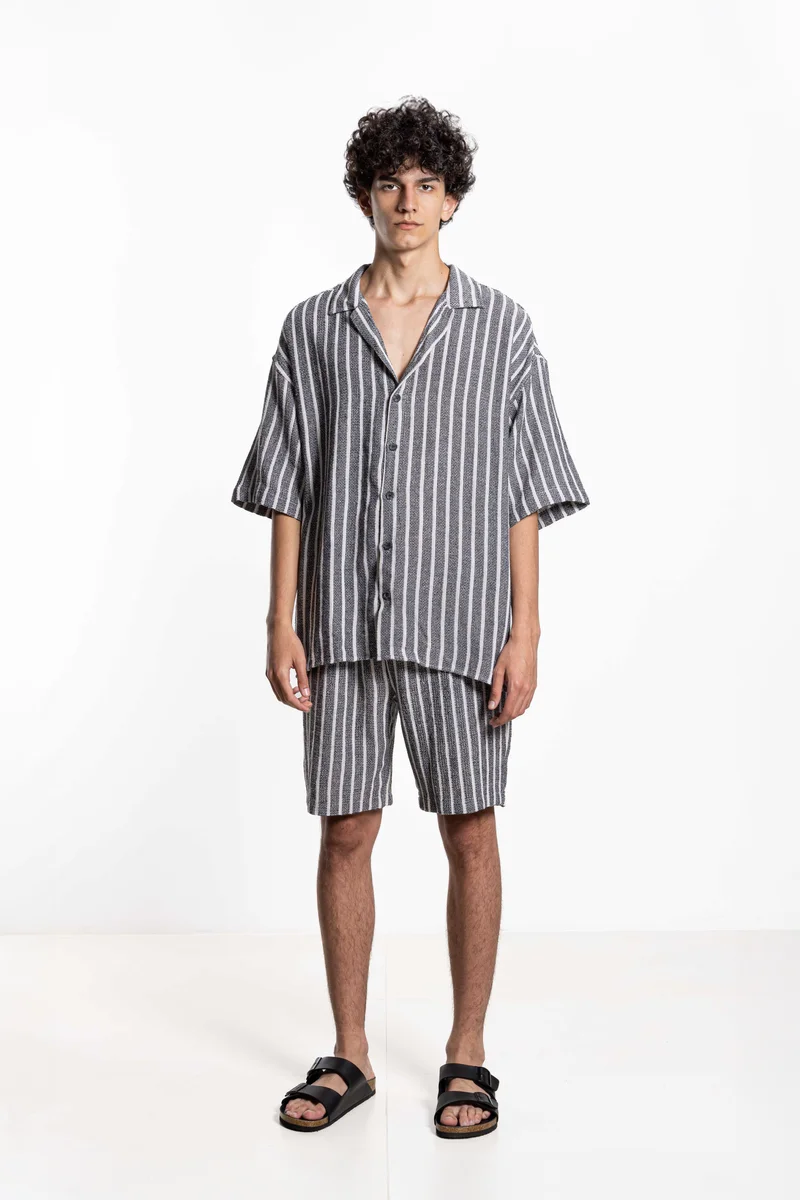 SHAPES STRIPED KNITTED SHIRT SET