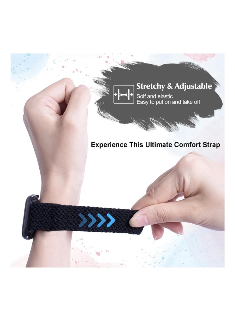 حزمة 2 قطعة من سوار مغناطيسي مضفر متوافق مع ساعة آبل، لقياس 44mm 45mm 46mm 49mm، حزام رياضي ناعم قابل للتعديل لسلسلة iWatch 11 10 9 8 7 6 5 4 3 SE Ultra، أسود/رمادي - Image 2