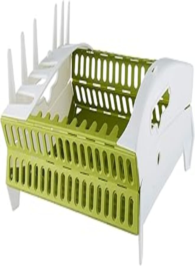 Plastic Foldable Dishes Holder - Green White