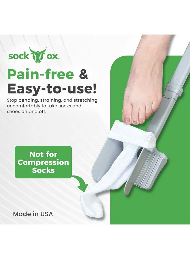 Easy To Use Products Sock Ox by Easy To Use Products, adjustable sock aid device for seniors, not for compression socks, travel-friendly for elderly with built-in shoe horn, up to 36 inches in length  - Image 1