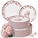Trendables Disposable Plates For Party Supplies Pink Floral Plastic Plates For Wedding 40 Pcs 20 X 8 20 X 10 Dinner Plate Sets Floral Plate Set Disposable Plastic Dinnerware Sets - Image 1