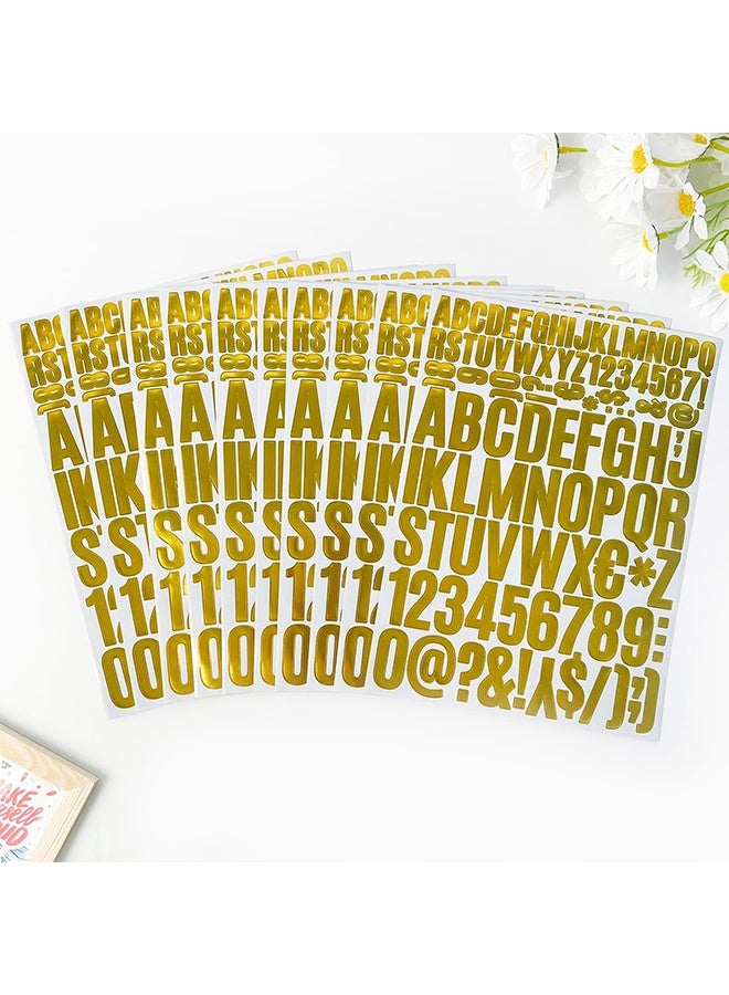 HY 10 Sheets Golden Letters Number Stickers - 1020Pcs Self Adhesive Waterproof 0.8 & 1.10 Inch Alphabet Stickers for Graduation Cap, Craft Supplies, Sign, Mailbox, Tumblers, Scrapbook - Image 2