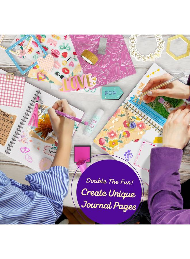 Bluejw DIY Journal Kit Gifts Girls Ages 8 9 10 11 12 13 14 Year Old Cool Birthday Gifts Ideas Girls Art & Crafts Tween Kid Teen Girls Trendy Stuff Scrapbook And Diary Supplies Set - Image 3