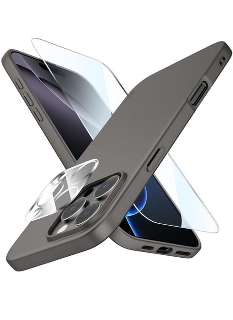 NEW iPhone 16 Pro Max Ultra-Thin Matte Gray Case – Soft Touch Cover with Camera Lens and Screen Protectors, Anti-Scratch Shockproof Slim Design