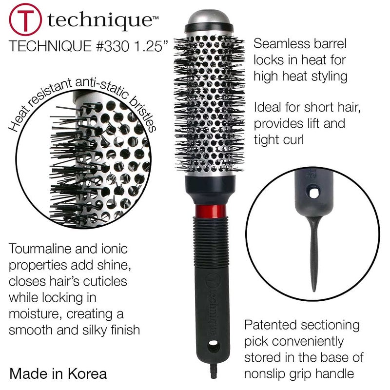 Cricket Technique Thermal Hair Brush #330 1.25â€ for Curling, and Styling â€“ Heat-Retaining Barrel with Anti-Static Tourmaline Bristles, Round Thermal Brush, Ideal for All Hair Types - Image 3