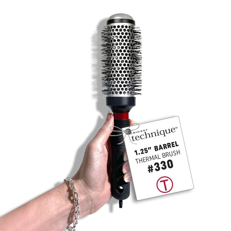 Cricket Technique Thermal Hair Brush #330 1.25â€ for Curling, and Styling â€“ Heat-Retaining Barrel with Anti-Static Tourmaline Bristles, Round Thermal Brush, Ideal for All Hair Types - Image 1