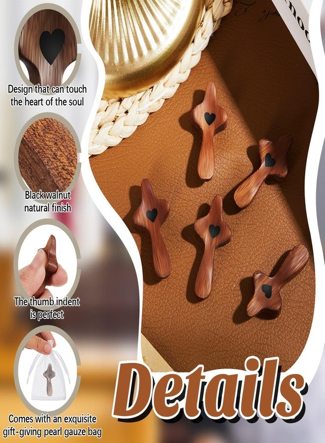 Threehoney 10 Pcs Cross My Heart, Wooden Cross Fidget Small Handheld Pocket Crosses in Bulk with Organza Bag Relief Fingertip Stress Christian Baptism First Communion Gift for Inspirational Prayer - Image 3