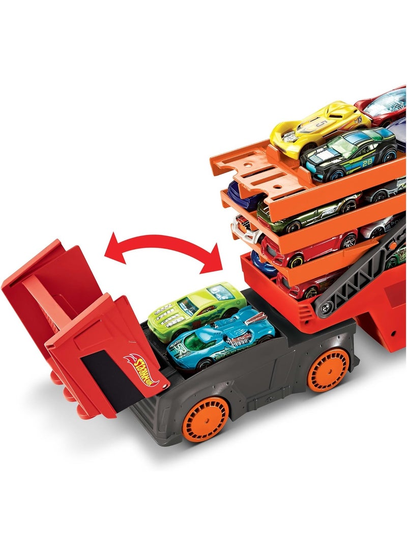 هوت ويلز Hot Wheels Hot Wheels Mega Hauler With Storage For Up To 50 1:64 Scale Cars, Ages 3+ 50Th Anniversary Hot Graphics Ghr48 - Image 3