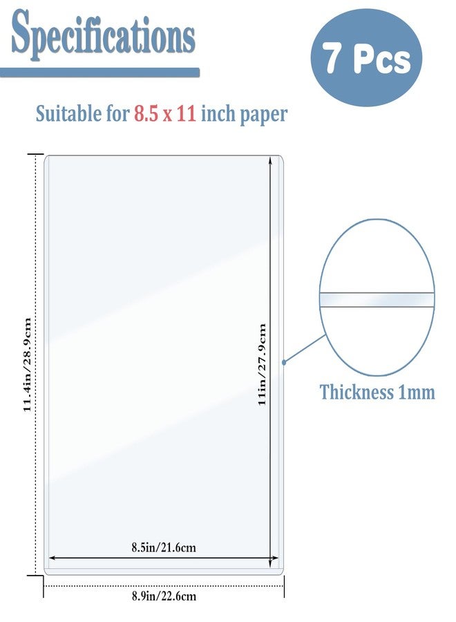 ELEMGULY Rigid Print Protectors, 7 Pack 8.5 x 11'' Plastic Rigid Paper Page Protectors, Clear Page Sheet Protectors, Hard Paper Page Sleeves for Document, Paper, Picture, Photo - Image 2