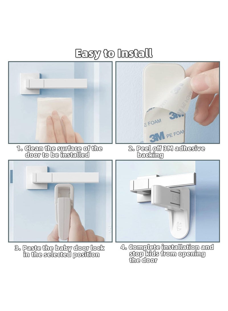 Door Lever Locks for Childproof, 2 Pcs Baby Proofing Handle Lock, Prevent Toddlers from Opening Doors No Tools Need or Drill, 3 M Adhesive Children Security - Image 4