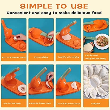 2 in 1 Pierogi Maker and Ravioli Maker Machine Gujiya Ghughra Momos Maker Machine Dumpling Skin Press Mould Kitchen Dumpling Making Tool with Dumpling Puri Maker  - Image 4