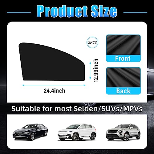 Kewucn Car Window Sun Shade, 2PCS Auto Front and Rear Windshield Curtains with Magnetic, UV Rays Protection&Sun Heat Block Car Window Covers, Universal Privacy Sunshades for Cars (Black-Front Window) - Image 2
