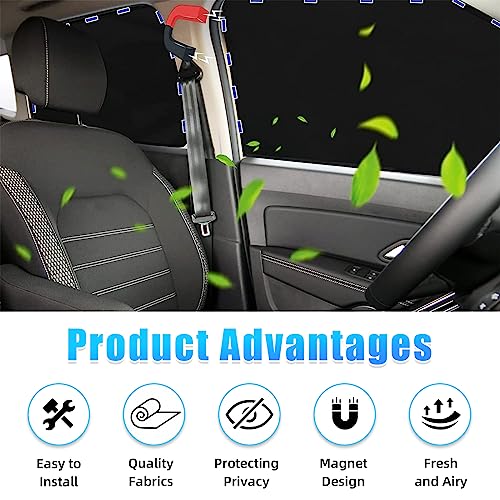 Kewucn Car Window Sun Shade, 2PCS Auto Front and Rear Windshield Curtains with Magnetic, UV Rays Protection&Sun Heat Block Car Window Covers, Universal Privacy Sunshades for Cars (Black-Front Window) - Image 4