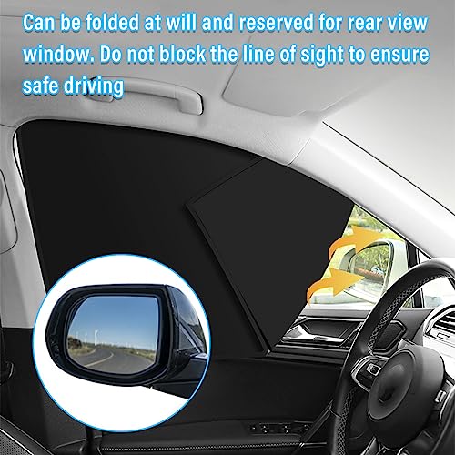 Kewucn Car Window Sun Shade, 2PCS Auto Front and Rear Windshield Curtains with Magnetic, UV Rays Protection&Sun Heat Block Car Window Covers, Universal Privacy Sunshades for Cars (Black-Front Window) - Image 5