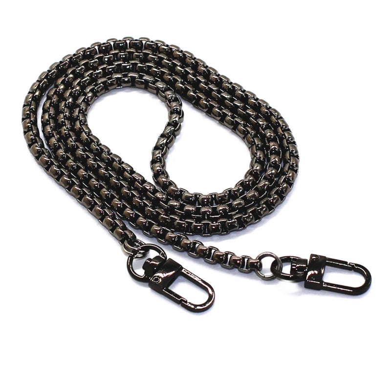 Model Worker Iron Box Chain Strap Handbag Chains Purse Chain Straps Shoulder Cross Body Replacement Straps with Metal Buckles (Gun-Black, 39.4")