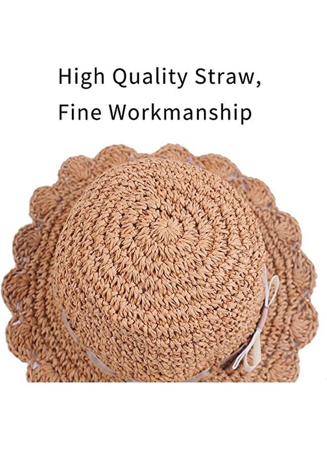 Generic - Baby Girl Straw Hat Outdoor Baby Sun Protection Hats Summer Bowknot Beach Cap for Infant Toddler Girls - Image 1