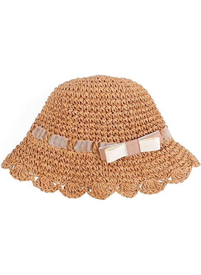 Generic - Baby Girl Straw Hat Outdoor Baby Sun Protection Hats Summer Bowknot Beach Cap for Infant Toddler Girls - Image 1