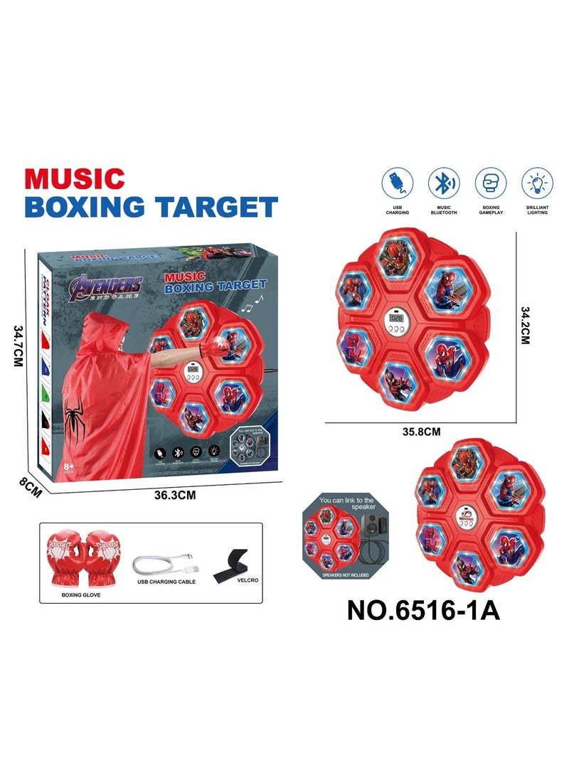 جهاز الملاكمة الموسيقي الذكي مع بلوتوث وإضاءة LED - إصدار الأبطال الخارقين - يشمل قفازات ملاكمة وشحن USB - Image 1
